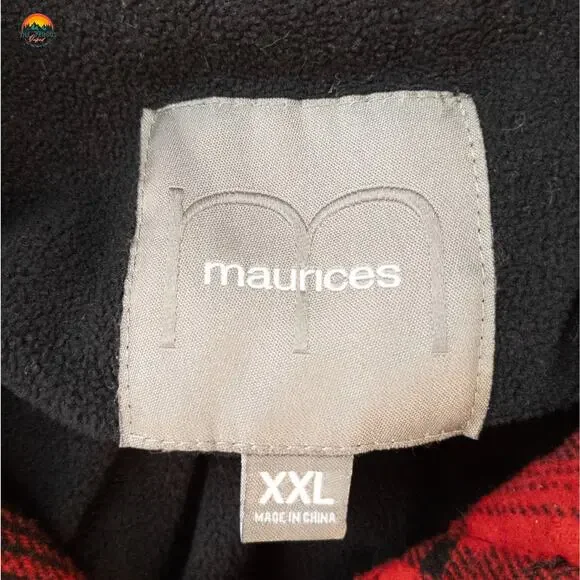 Maurices Button-Up Jacket Red Black Plaid Fleece Lined Shacket Plus Women's 2XL - Picture 7 of 10